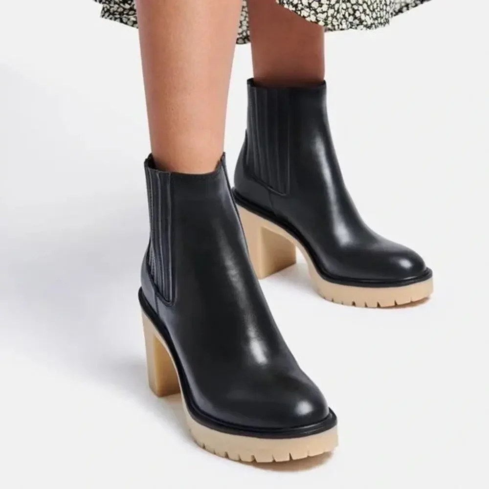 Dolce Vita Caster H2O Booties in Black Leather Anthropologie